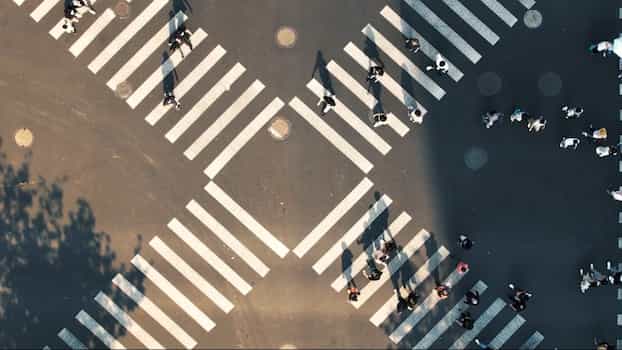 aerial view of a crosswalk
